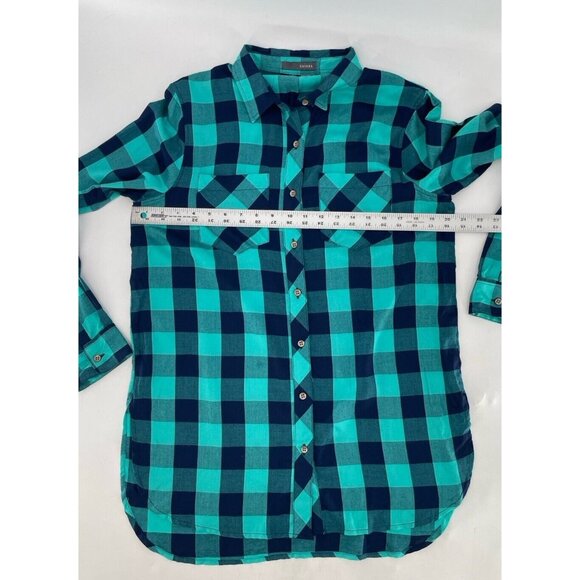Sandra Ingrish Women’s Check Rayon Collared Button Up Blouse Sz Small Boho - Picture 10 of 10